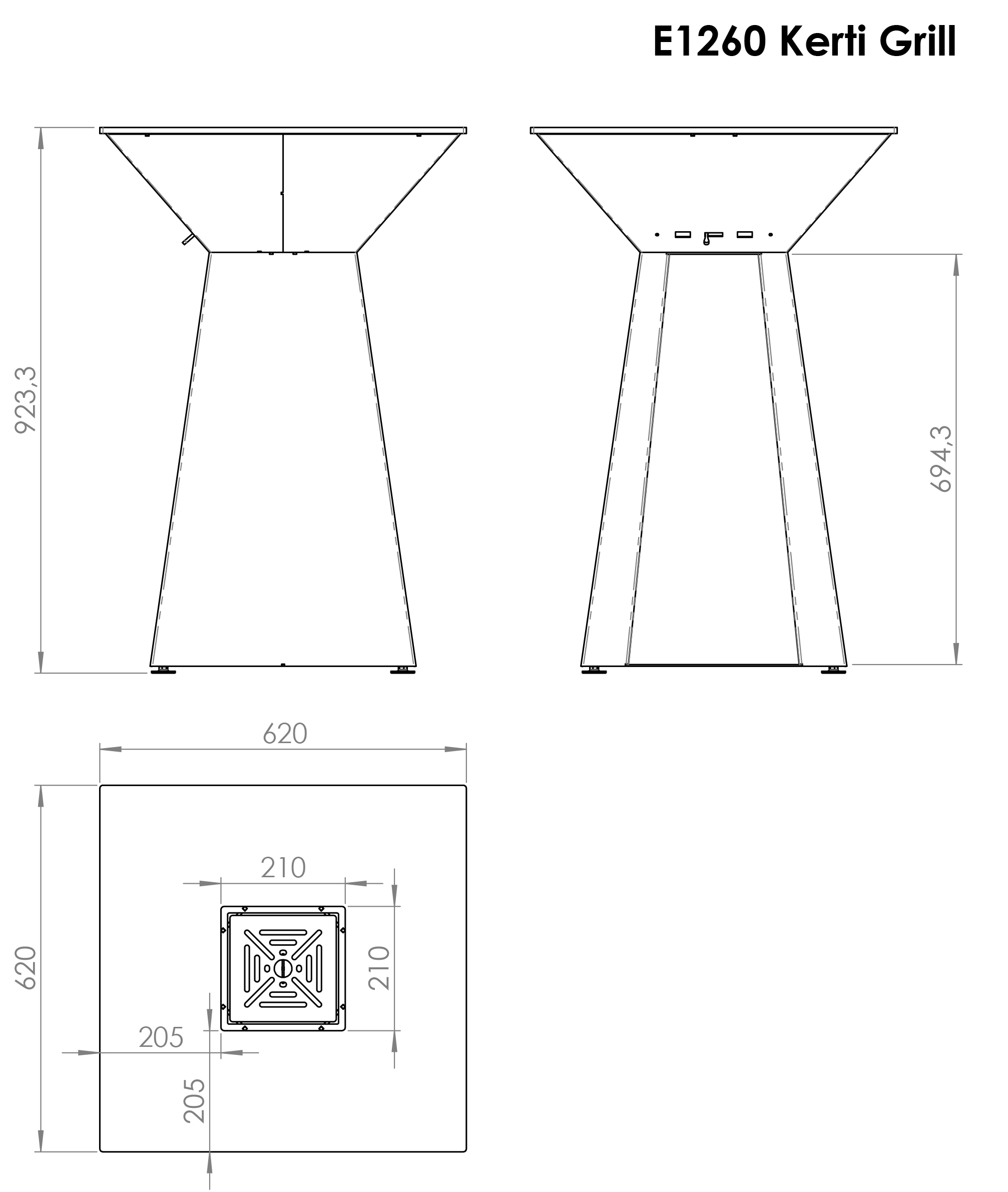E1260 Kerti Grill méretábra